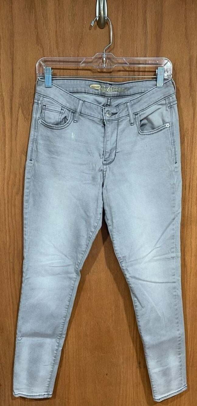 Old Navy The Rock Star Mid-Rise Skinny Jeans Gray Size 10 Regular